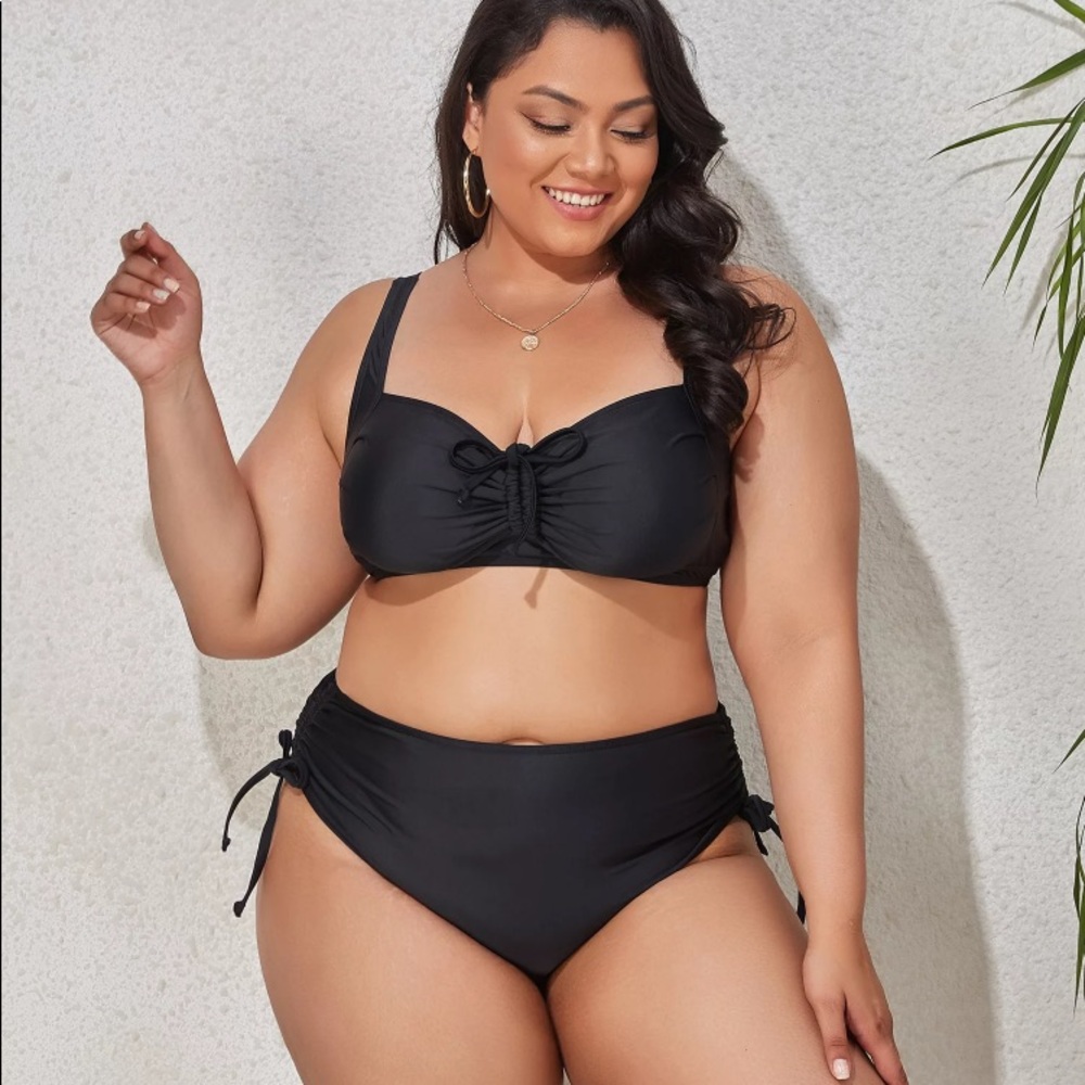 High quality, plus size black 2 piece bikini set
